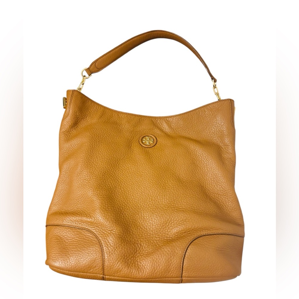 Tory Burch Tan Leather Hobo Bag with Minimalist Design